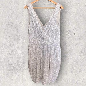 Badgley Mischka White Sequin Party Dress